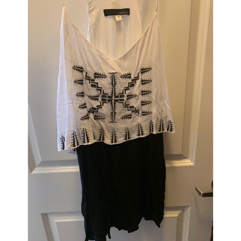 Black and White Embroidered Romper